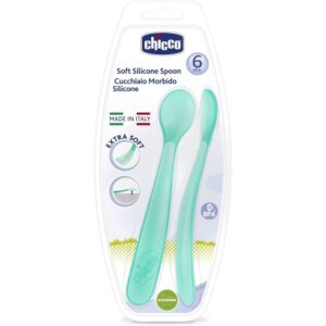 Chicco Soft Silicone linguriță 6m+ Blue 2 buc-ro