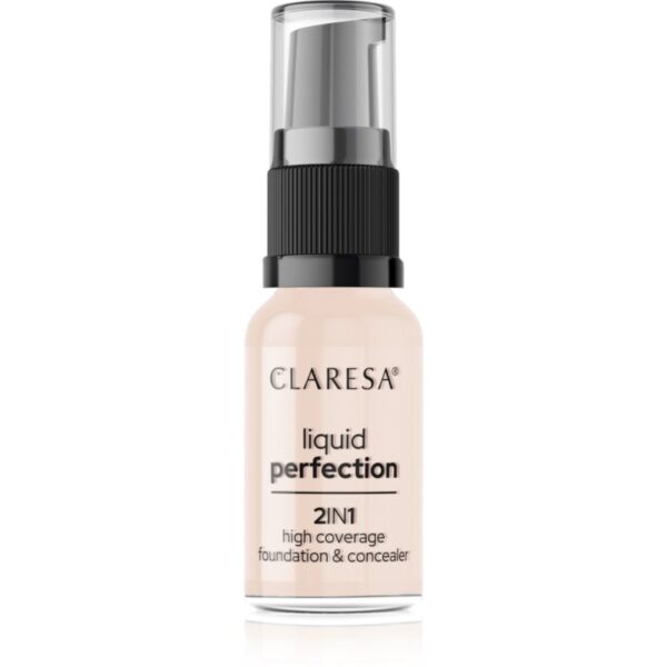 Claresa Liquid Perfection 2in1 fond de ten cu acoperire ridicată culoare 101 Light 18 g-ro