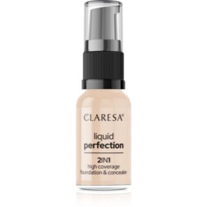 Claresa Liquid Perfection 2in1 fond de ten cu acoperire ridicată culoare 102 Warm Medium 18 g-ro