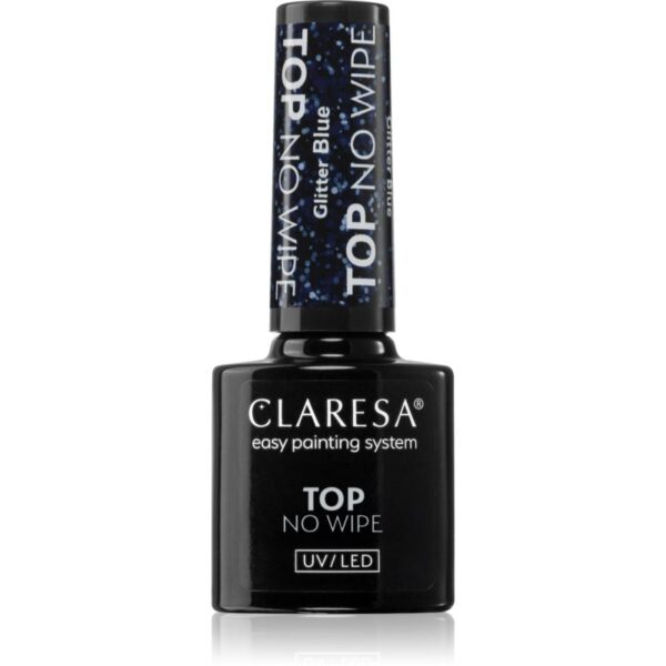 Claresa UV/LED Top Glitter No Wipe lac gel de unghii pentru acoperirea superioară strălucitor culoare Glitter Blue 5 g-Țena