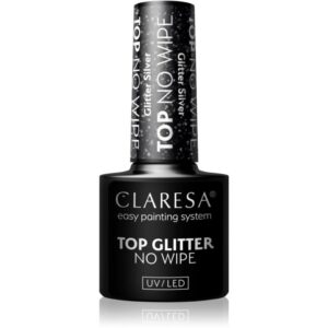 Claresa UV/LED Top Glitter No Wipe lac gel de unghii pentru acoperirea superioară strălucitor culoare Glitter Silver 5 g-ro