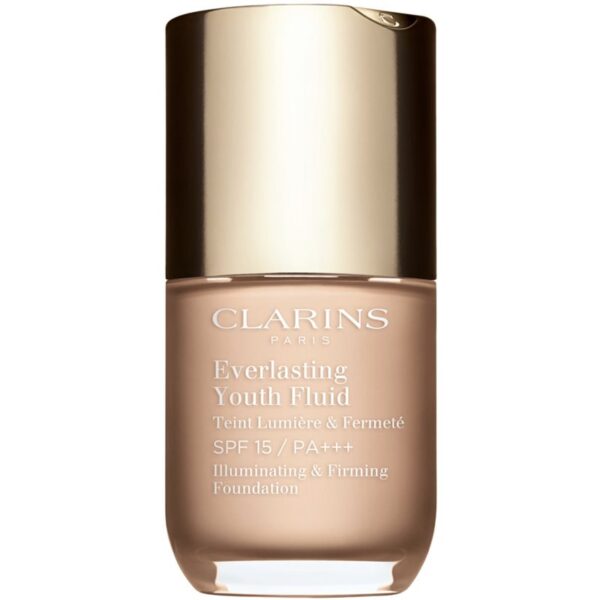 Clarins Everlasting Youth Fluid Foundation make-up pentru luminozitate SPF 15 culoare 100 Lily 30 ml-Țena