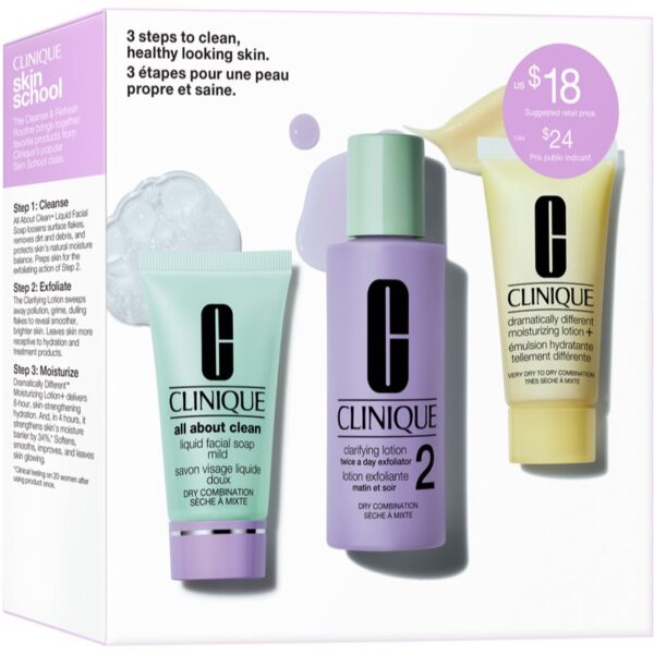 Clinique 3-Step Skin Care Kit Skin Type 2 set cadou perfecta pentru curatare-Țena