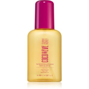 Coco & Eve Sunny Honey Tan Boosting Anti-Aging Body Oil SPF 30 ulei protector pentru accelerarea bronzului piele anti-imbatranire SPF 30 150 ml-ro