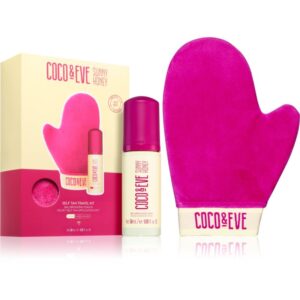 Coco & Eve Sunny Honey Ultimate Glow Travel Kit spumă auto-bronzantă cu mănușă aplicatoare pachet pentru calatorie Medium 60 ml-ro