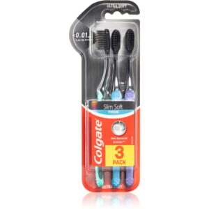 Colgate Slim Soft Active Periuțe de dinți moi cu cărbune activ 3 buc-Țena