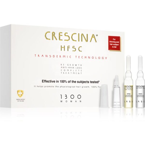 Crescina Transdermic 1300 Re-Growth and Anti-Hair Loss tratament pentru stimularea creșterii părului și anti-cădere pentru femei 10x3.5 ml-Țena