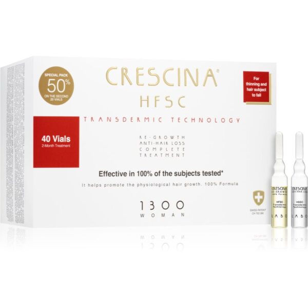 Crescina Transdermic 1300 Re-Growth and Anti-Hair Loss tratament pentru stimularea creșterii părului și anti-cădere pentru femei 40x3
