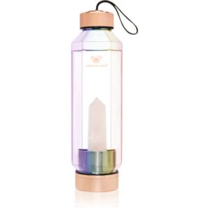 Crystallove Crystal Water Bottle sticlă pentru apă Hexagon Hologram - Rose Quartz 650 ml-ro