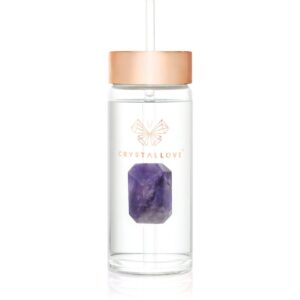 Crystallove Straw Water Bottle sticlă pentru apă cu pai Amethyst 400 ml-ro