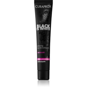 Curaprox Black is White pastă de dinți pentru albire cu cărbune activ și hidroxiapatită aroma Fresh Lime-Mint 90 ml-ro