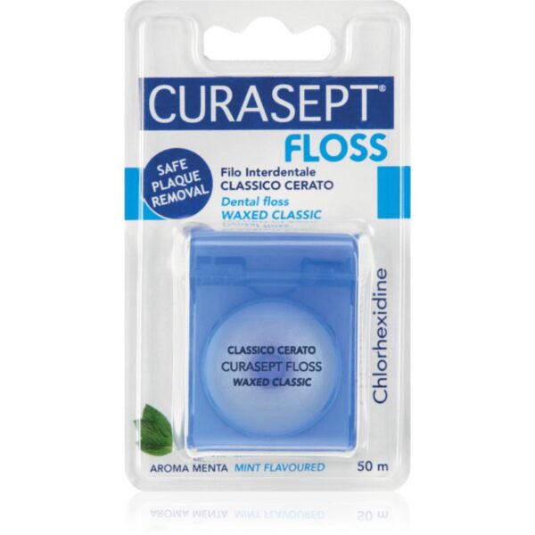 Curasept Dental Floss Waxed Classic ata dentara cu aroma de menta antibacterial 50 m-Țena