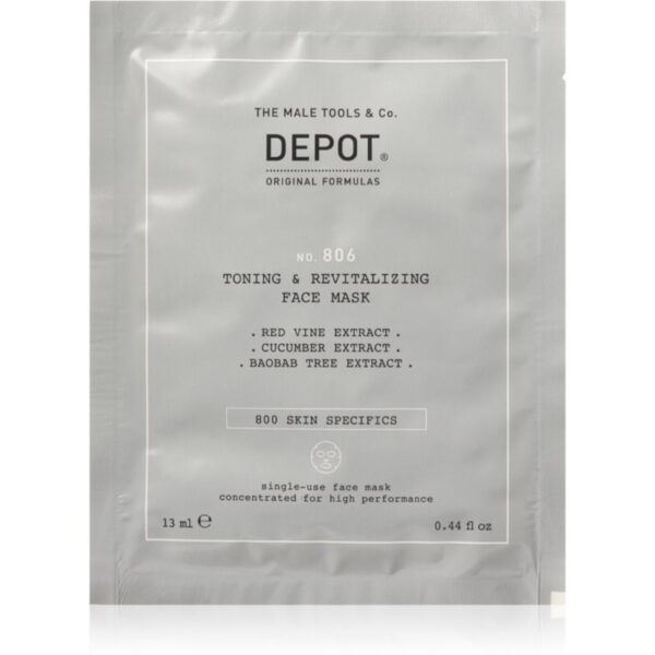 DEPOT 800 SKIN SPECIFICS NO. 806 TONING & REVITALIZING FACE MASK masca faciala revitalizanta pentru barbati 12x13 ml-Țena