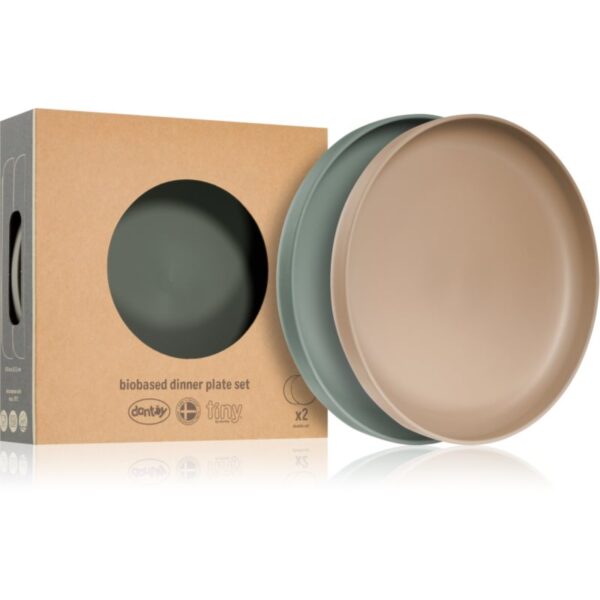 Dantoy Tiny Bio Dinner Plate Set farfurie Olive/Mocca 0m+ 2 buc-Țena