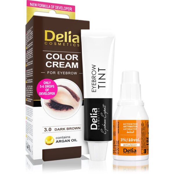 Delia Cosmetics Argan Oil culoare pentru sprancene culoare 3.0 Dark Brown 15 ml-Țena