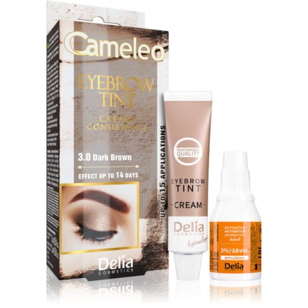 Delia Cosmetics Cameleo Vopsea crema profesionala pentru sprancene fără amoniac culoare 3.0 Dark Brown 15 ml-ro