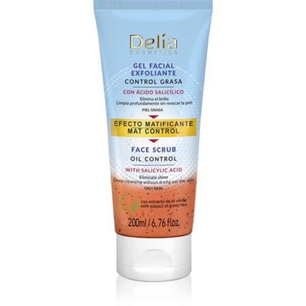 Delia Cosmetics Oil Control exfoliant facial cu acid salicilic 200 ml-Țena