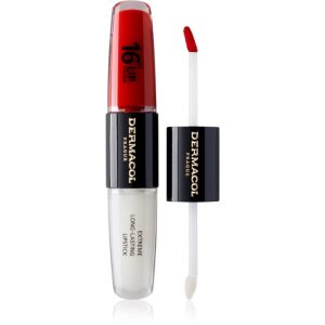 Dermacol 16H Lip Colour ruj rezistent si luciu de buze. culoare 04 Revenge Red 2x4 ml-Țena