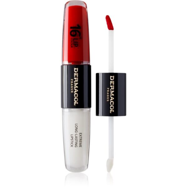 Dermacol 16H Lip Colour ruj rezistent si luciu de buze. culoare 04 Revenge Red 2x4 ml-Țena