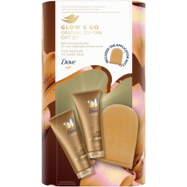 Dove Glow & Go Gradual Self-Tan Gift Set set pentru un bronz perfect-Țena