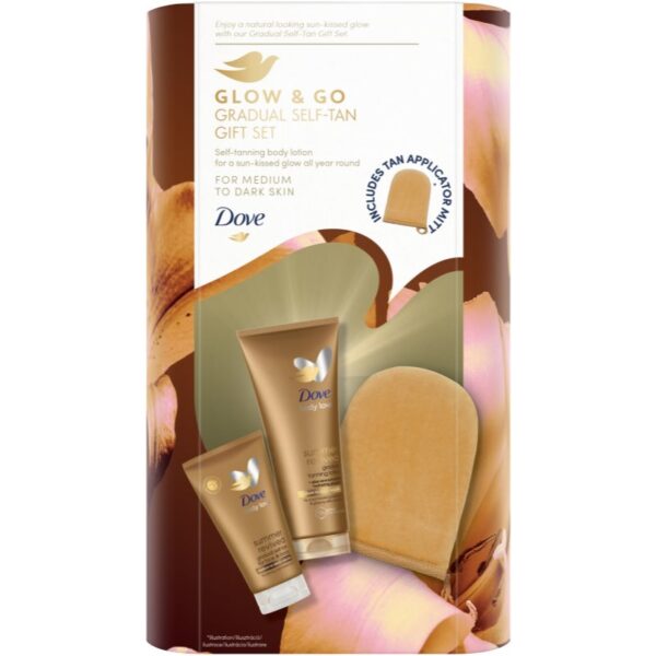 Dove Glow & Go Gradual Self-Tan Gift Set set pentru un bronz perfect pentru femei-ro