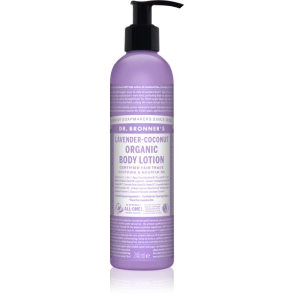 Dr. Bronner’s Lavender & Coconut lapte de corp intens hrănitor pentru piele normala si uscata 240 ml-ro