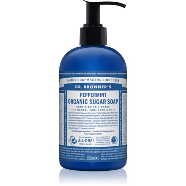 Dr. Bronner’s Peppermint săpun lichid pentru corp si par 355 ml-ro