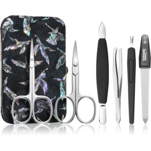 DuKaS Premium Line Solingen 126 Set de manichiură + carcasă Silver Birds-Țena