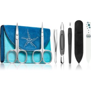 DuKaS Premium Line Solingen 216 Set de manichiură + carcasă Blue-Turquoise-Țena