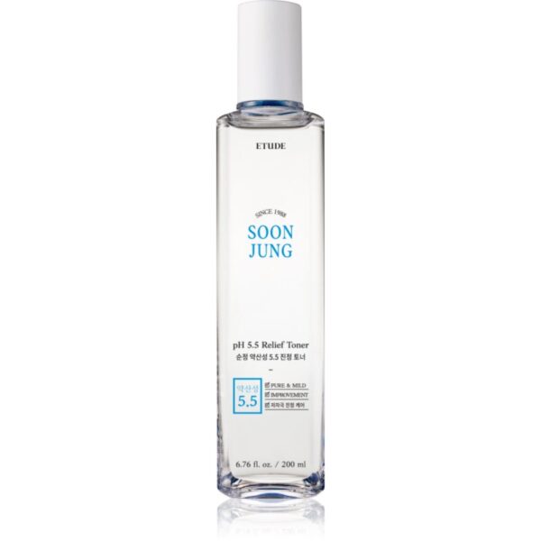 ETUDE SoonJung pH 5.5 Relief Toner tonic facial cu efect calmant pentru regenerarea și reînnoirea pielii 200 ml-Țena
