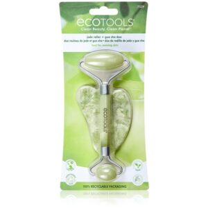 EcoTools Jade Roller & Gua Sha rulou de masaj facial și accesoriu de masaj 2 buc-ro