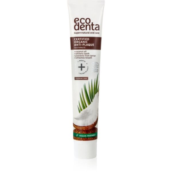 Ecodenta Certified Organic Anti-plaque pasta de dinti anti-placa bacteriana si gingii sănătoase cu ulei de cocos 75 ml-Țena