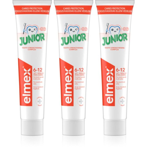 Elmex Junior 6-12 Years Pasta de dinti pentru copii. 3x75 ml-Țena