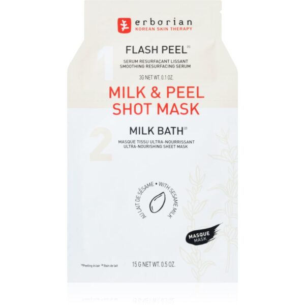 Erborian Milk & Peel mască textilă pentru netezire cu efect de nutritiv 15 ml-ro