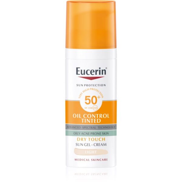 Eucerin Sun Oil Control Tinted gel cremă pentru plajă SPF 50+ culoare Light 50 ml-Țena