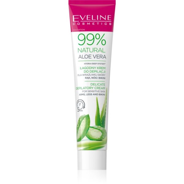 Eveline Cosmetics 99% Natural Aloe Vera crema calmanta pentru indepartarea parului linia inghinala si axile 125 ml-Țena