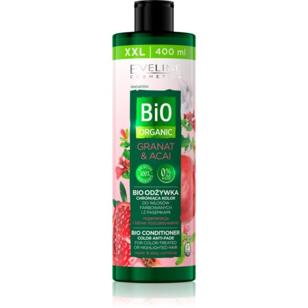 Eveline Cosmetics Bio Organic Granat & Acai balsam regenerator pentru par vopsit sau suvitat 400 ml-Țena