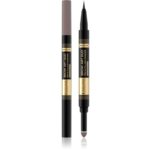 Eveline Cosmetics Brow Art Duo creion dermatograf cu două capete pentru sprâncene culoare Medium 8 g-ro
