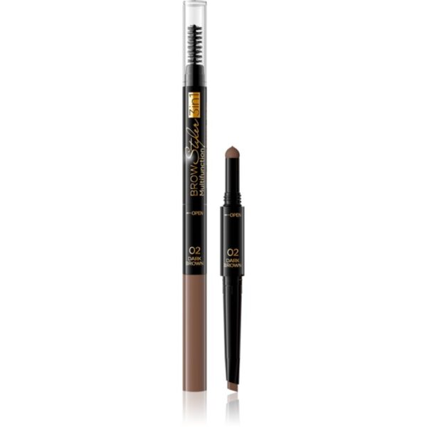Eveline Cosmetics Brow Styler creion sprâncene precise 3 in 1 culoare 02 Dark Brown 1