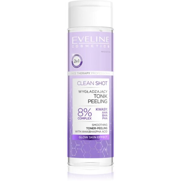 Eveline Cosmetics Clean Shot 8% Complex Of Hydroxy Acids tonic pentru netezire cu efect exfoliant 200 ml-ro