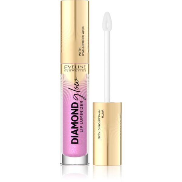 Eveline Cosmetics Diamond Glow Luciu de Buze sclipitor cu acid hialuronic culoare 10 Rose Violet 4