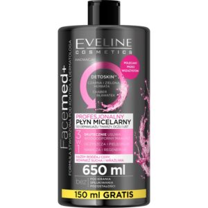 Eveline Cosmetics FaceMed+ Apa micela cu efect de curatare si indepartare a machiajului cu efect detoxifiant 650 ml-Țena