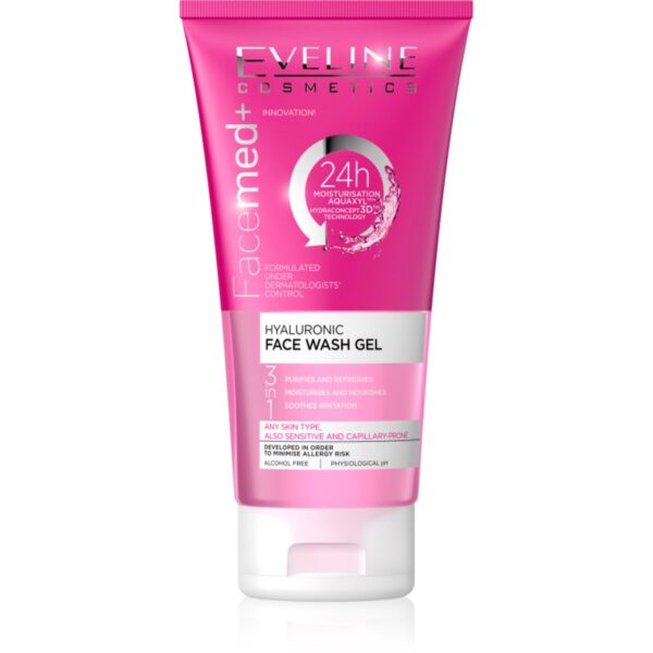 Eveline Cosmetics FaceMed+ gel de curatare 3 in 1 cu acid hialuronic 150 ml-ro