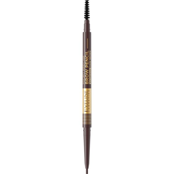 Eveline Cosmetics Micro Precise creion pentru sprâncene rezistent la apă perie 2 in 1 culoare 03 Dark Brown 4 g-ro