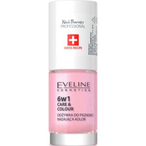 Eveline Cosmetics Nail Therapy Care & Colour balsam pentru unghii 6 in 1 culoare Shimmer Pink 5 ml-Țena