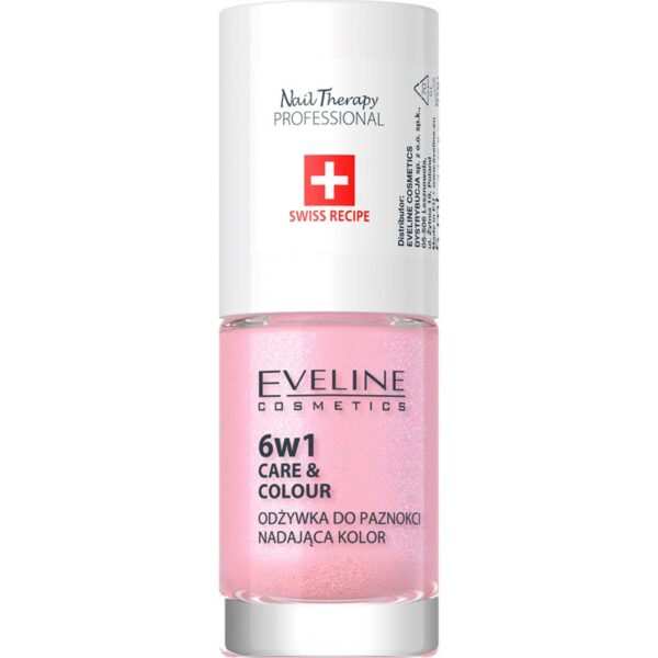 Eveline Cosmetics Nail Therapy Care & Colour balsam pentru unghii 6 in 1 culoare Shimmer Pink 5 ml-Țena