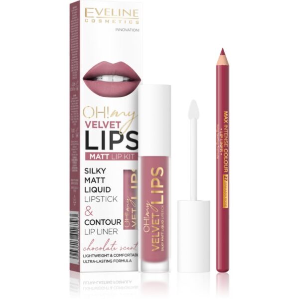 Eveline Cosmetics OH! my LIPS Velvet set îngrijire buze 13 Brownie Biscotti 1 buc-Țena