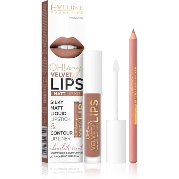 Eveline Cosmetics OH! my LIPS Velvet set îngrijire buze 14 Choco Truffle 1 buc-Țena