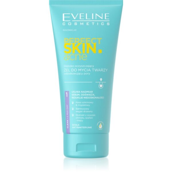 Eveline Cosmetics Perfect Skin .acne gel de curatare profunda pentru ten acneic 150 ml-Țena