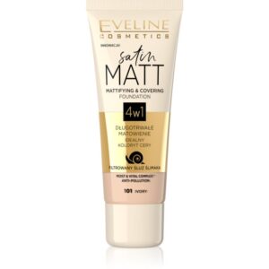 Eveline Cosmetics Satin Matt machiaj cu efect matifiant extract de melc culoare 101 Ivory 30 ml-Țena